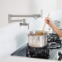 Robinet de cuisine mural moderne en laiton à poignée unique, pivotant, pliable et télescopique avec valve en céramique pour cuisine