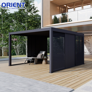 Tenda da Sole Motorizzata Moderna Contemporanea Reversibile con Motore, Cinghia Luminosa, Tetto Mobile, per Esterni, Giardino, in Alluminio, con Palo - Product Image 1