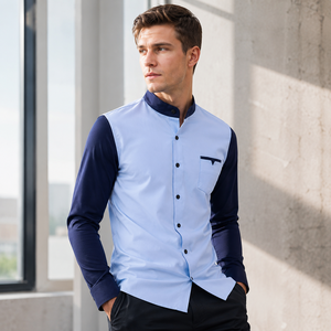 <span class=keywords><strong>Camicie</strong></span> a Maniche Lunghe Personalizzate per Uomo - Top Casual di Alta Qualità per Streetwear, Bottoni Irregolari, Abbigliamento da <span class=keywords><strong>Cameriere</strong></span> - Product Image 2
