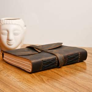 Journal en cuir de coton vintage fait à la main livre de peinture à croquis à couverture rigide avec 100 pages intérieures grand cahier de cadeau - Product Image 4