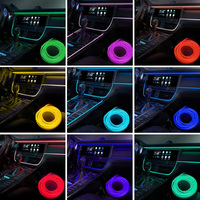 1m/3m/5m Fiber optique Led intérieur multicolore rvb Kit d'éclairage ambiant de voiture lumière ambiante pour voiture