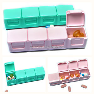 Fabriek Custom Mini Draagbare 4 Compartimenten Dikke Effen Kleur Pil Vitamine Box Organizer Vochtbestendige Geneeskunde Opbergdoos - Product Image 5