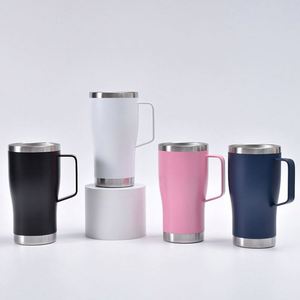 Gobelet de voyage isotherme personnalisé en acier inoxydable dépoli de 20 oz avec revêtement poudré, écologique, avec poignée, idéal pour les fêtes - Product Image 3