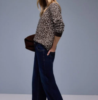 Suéter Jacquard para Mujer, 100% Algodón, Patrón de Leopardo, Tejido de Punto, Otoño Invierno, Informal, Jersey, Logotipo Personalizado, Venta al Por Mayor, Fábrica OEM