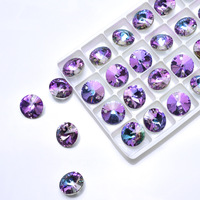 Strass Selina Crystal à double trou, à dos pointu, cousus à la main, écologiques, 3D, non thermocollants, à coller, pour DIY, nail art, mariage