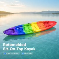 Kayak Rotomoulé 2 Places 368cm en LLDPE pour la Pêche, Canoë, Bateau à Pagaies pour Lac, Rivière, Mer