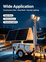 Torre de Iluminación Solar Portátil de Alta Calidad con Paneles Solares de 2*455W, 4*60W LED, Elevación Manual Eléctrica, IP67, MPPT 20A, para Jardín
