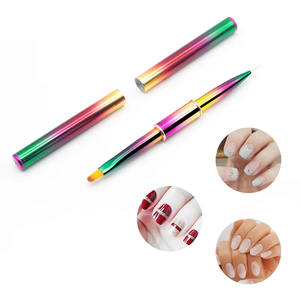 Chất Lượng Cao Nail Nguồn Cung Cấp Bán Buôn Vẻ Đẹp Guyo Chuyên Nghiệp Hai Đầu Nylon Tóc Kim Loại Đầy Màu Sắc Xử Lý Acrylic Lót Bàn Chải - Product Image 1