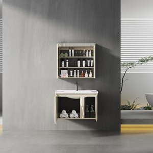 Mobile <span class=keywords><strong>Bagno</strong></span> Moderno di Lusso per Hotel, Alta Qualità, Resistente all'Umidità, in Compensato con Specchio LED e <span class=keywords><strong>Lavabo</strong></span> - Product Image 3