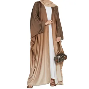 Pakaian Muslim Dubai Timur Tengah baru 2024 kardigan elegan modis gaun gradien pewarna dasi
