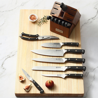 Ensemble de couteaux de chef de haute qualité KEEMAKE, 15 pièces, acier allemand à haute teneur en carbone 1.4116, manche en ABS avec support en ABS, couteaux de cuisine