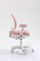 Chaise de travail pour enfant en maille rose, chaise pivotante ergonomique réglable en hauteur pour enfants avec roulettes silencieuses antidérapantes