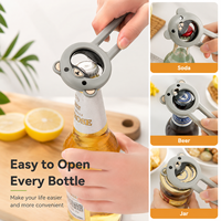 Ouvre-bouteille manuel multifonction en silicone et acier inoxydable, motif animal de dessin animé mignon, outil portable pour cuisine, bar et fête