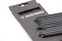 Ensemble de crayons de couleur en bois noir de haute qualité, 12/24/36 crayons hexagonaux, kit de crayons de couleur, possibilité de personnalisation pour une utilisation scolaire