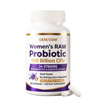 Capsules de Probiotiques Bruts OEM/ODM pour Femmes, 34 Souches, Prébiotiques, Enzymes Digestives, Confort Digestif, Régularité pour Adultes, Santé Intestinale