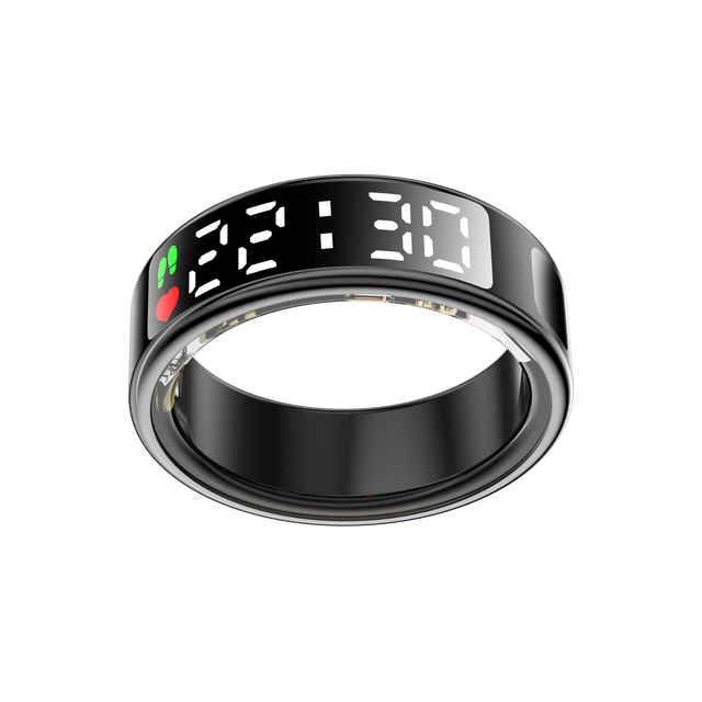 Gesture Control Heart Rate Monitoring Long Standby IP68 Waterproof Smart Health Ring with Display Screen Sports Wearable Rings