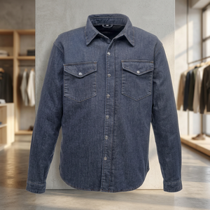 Camisa de Mezclilla para Hombre, Manga Larga, Botones, Color Sólido, Estilo Casual, Corte Regular, Diseño con Costuras, para Verano y Otoño - Product Image 3