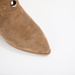 Nuovi Stivali da Cowboy da <span class=keywords><strong>Donna</strong></span> 2024, Slip-On in Camoscio con Anello Metallico, Punta Affusolata, Tacco Piatto, Stivaletti Eleganti per Autunno e Neve - Product Image 5