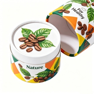 Tubo Cilíndrico de Papel Kraft Blanco Personalizado de Grado Alimenticio, Envase Biodegradable para Granos de Café y Té Orgánico con Ventana Transparente - Product Image 2