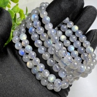 Pulsera de Piedra Lunar Gris de Alta Calidad al por Mayor, Cuentas Redondas de Labradorita de 4/6/8mm con Gran Brillo para Joyería Femenina