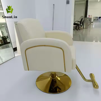 Fauteuil de Barbier Ergonomique Moderne avec Relevage Hydraulique, Siège en Cuir Pivotant à 360°, Cadre Métallique pour Salon de Coiffure et Spa