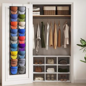 Over The Door Hat Organizer 18 Pockets Clear Deep Hanging Storage For Baseball Caps <b>Coat</b> And Cap Rack With 2 <b>Hooks</b> - Product Image 6