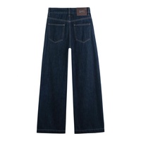 YUANBOFEI Jeans vintage noir personnalisé, taille mi-haute, coupe large, en denim lavable de haute qualité avec logo à la taille, prix de gros compétitifs