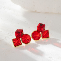 Pendientes de mujer de cubo de moda 2024, pendientes de tuerca de cristal elegantes para niñas, joyería de individualización