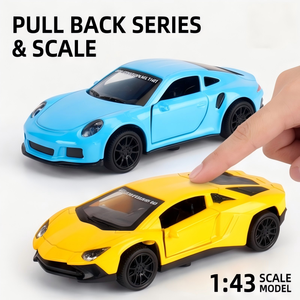 HTL <span class=keywords><strong>1</strong></span>:<span class=keywords><strong>43</strong></span> Modellino Auto Sportiva in Metallo Pressofuso con Funzione Pull-Back, Veicolo Giocattolo da Corsa con 2 Porte Apribili per Bambini - Product Image 5