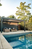 Auvent électrique moderne, auvent de patio, gazebo bioclimatique en métal, toit rétractable, persienne motorisée, ombre extérieure, pergola en aluminium