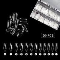 Vente en gros de faux ongles préformés, courts, carrés, en gel souple, couvrants, transparents, semi-mat, en acrylique