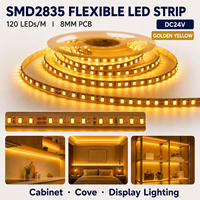 Bande LED flexible haute performance CRI90 SMD2835 120 LED/m DC24V 8mm 12W 2700K-6000K, rouleau de 10m pour éclairage linéaire sous armoire