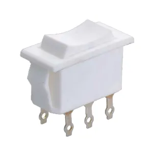 Yuanfeng 10A 16A 250V IP66 with Neon Lamp Illumination White Blank Rocker Toggle Switch DPST 3 Position