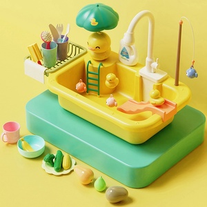 Cartoon Electric Dishwasher Sink Playset Kids Kitchen Pretend Play Toy with Water Cycle Faucet Summer <b>Bathing</b> Toy for Kids - Product Image 4