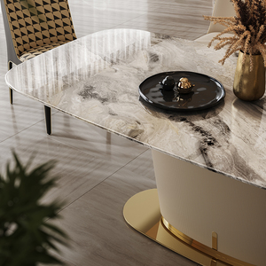 Table à manger rectangulaire en pierre naturelle minimaliste italienne de luxe MR Light pour villa, maison, grand appartement moderne - Product Image 4