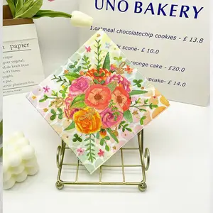 Serbet bunga kertas napkinmanufacturer kustom pola serbet berbagai warna