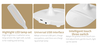 Lampe de bureau LED tactile moderne GL-3C en plastique avec support de téléphone, 3 niveaux de luminosité, rechargeable par USB, réglable à 360°, veilleuse de lecture