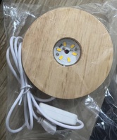 Base de lampe LED ronde moderne en bois avec alimentation électrique pour présentoir de cristaux – Support en bois pour lampe