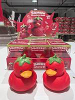 Jouet à presser en forme de canard fraise en matériau TPR, jouet anti-stress à rebond lent en forme de canard fraise