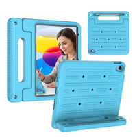 Étui de tablette en silicone bleu antichoc avec béquille et poignée pour iPad 11 pouces Gen A16 et 10e génération 10,9 pouces, pour enfants