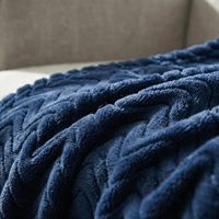 Couverture en polaire douce taille King, couvertures légères et confortables avec texture ondulée décorative, adaptées à une utilisation toute saison, bleu marine