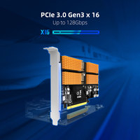 Tarjeta Adaptadora MAIWO KCSSD10 PCIE X16, Protocolo M.2 NVMe, 4 Puertos MKEY SSD, Tarjeta Adaptadora de Refrigeración para Unidades de Estado Sólido