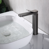 Robinet de lavabo monocommande au design italien moderne, finition noire, en laiton, garantie 5 ans pour salle de bain d'hôtel