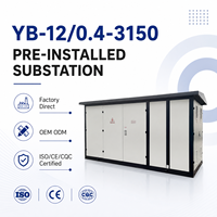 Poste de transformateur compact 3150 kVA 12 kV à double entrée avec ATS et système d'alimentation CC 110 V, batterie AGM 120 Ah, poste de transformateur extérieur en kit