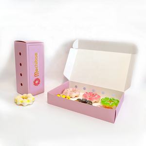 Cajas de embalaje de papel biodegradable para panadería, Caja de galletas con insertos, rosadas, personalizadas, <span class=keywords><strong>dunkin</strong></span>, venta al por mayor - Product Image 3