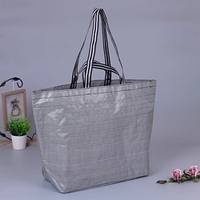 Tas Belanja Anyaman PP Organik Polos Kasual Kapasitas Besar OEM yang Dapat Disesuaikan, Tas Jinjing Anyaman PP Plastik dengan Pegangan Panjang Bermotif
