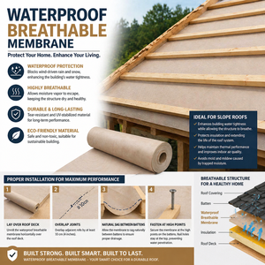 Membrane respirante imperméable certifiée ASTM CE pour toiture de villa à ossature bois - Product Image 1