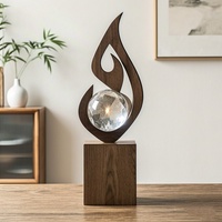 Cadeaux en bois, cristal de couleur personnalisé au laser 3D pour lampe de nuit rotative, base en bois, technique de sculpture, forme personnalisée pour la remise de diplôme