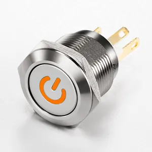 16mm Metal basmalı anahtar açık ve kapalı halka lamba güç sembolü düğmesi su geçirmez LED ışık kendinden kilitli kendinden sıfırlama düğmesi 1NO1NC