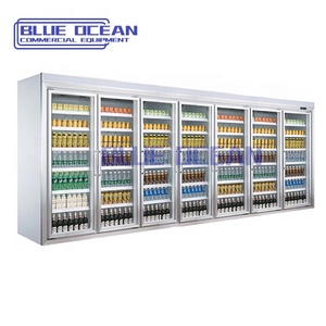 Nouveau réfrigérateur à 7 portes en verre bleu océan, congélateur supérieur avec refroidissement par air à température unique, à vendre - Product Image 1